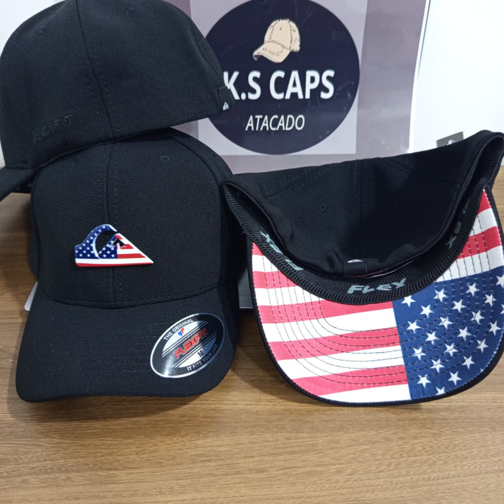 Boné Quiksilver Flex Fit Fechado 3D em Oferta na Shopee