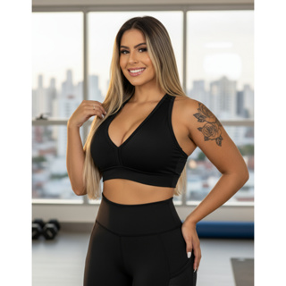 Top Com Bojo Alta Sustentação Corrida Fitness Nadador Zero Transparência em Oferta na Shopee