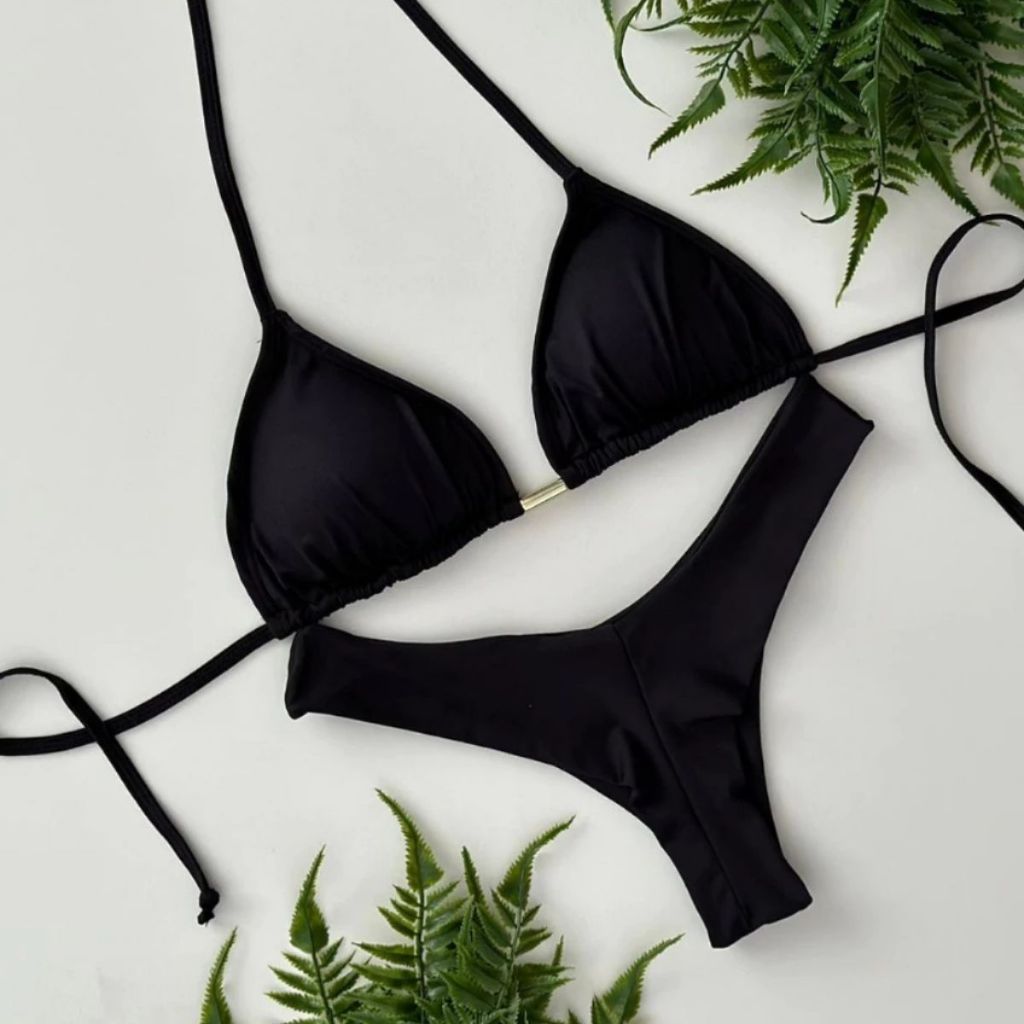 Biquíni Conjunto Top Cortininha Calcinha Asa Delta Fio Duplo Bojo Removivel PROMOÇÃO