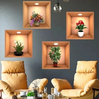 Adesivos 30 CM X 40 CM criativos 3D de plantas verdes decoração parede - FY802641 em Oferta na Shopee