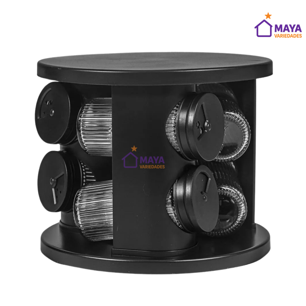 Porta Tempero 6 Potes Vidro 85ml Cada Giratório Porta Condimento Cozinha Moderno