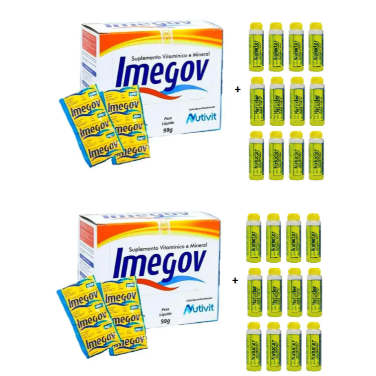 KIT RESSACA SUPLEMENTO ALIMENTAR  24 IMEGOV (4 cartelas) + 24 NATUCLER