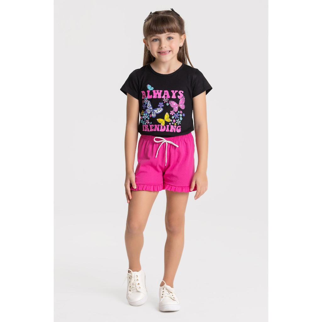 Conjunto Feminino verão Borboletas 2 ao 14 anos