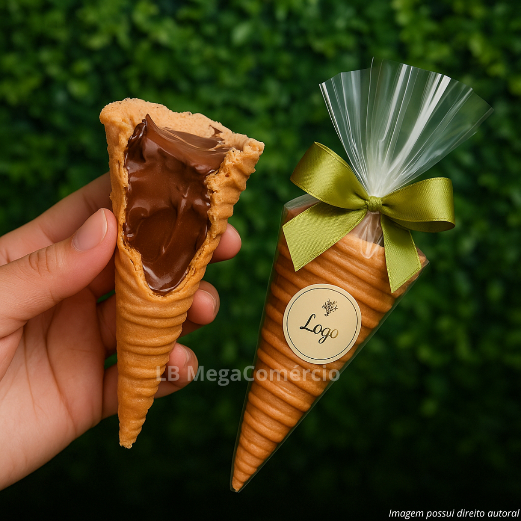 Kit 50-200 Saquinho Cone Plástico Transparente 10X15cm 14X23cm ou 18X30cm Saco Pipoca Doce Suspiro em Oferta na Shopee