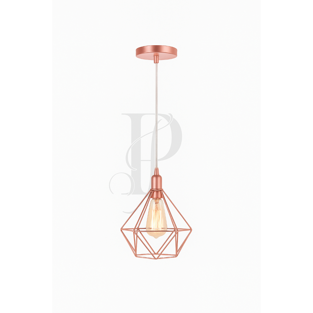 Pendente Aramado Diamante Luminária Lustre Teto Retrô Industrial