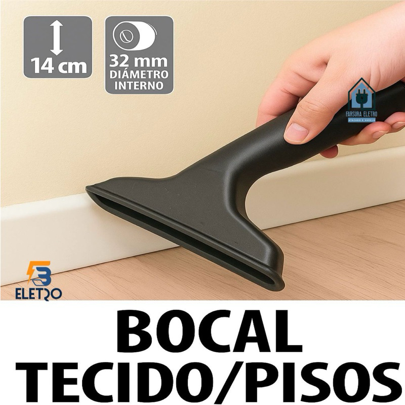 Bico Estofado Carpete 14cm Aspirador de Pó Electrolux Hidrovac 1300, A10 Smart, Flex 1400, Max Trio