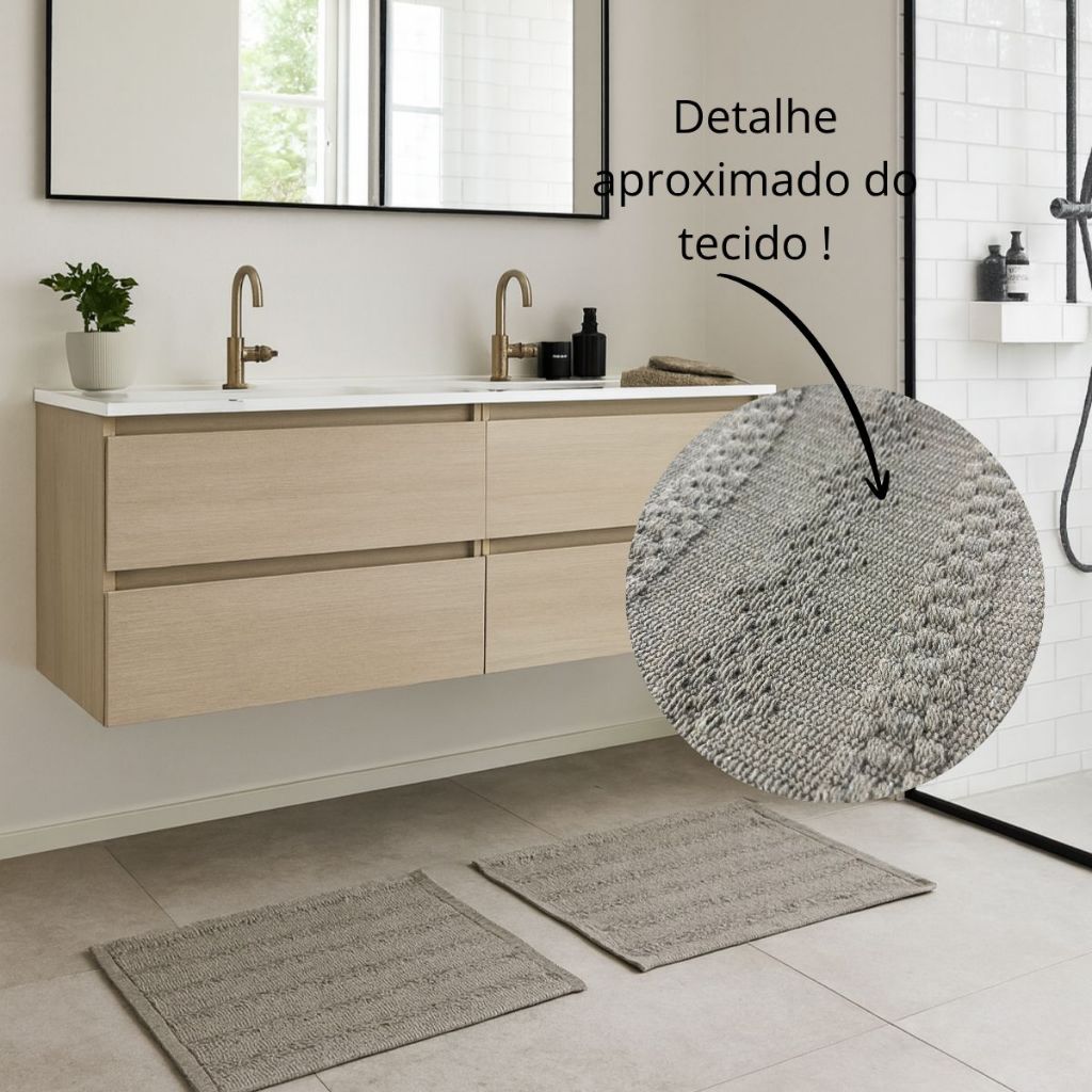 Kit 02 tapetes Porta Banheiro Algodão 0,47x0,70 Cores Modernas em Oferta na Shopee