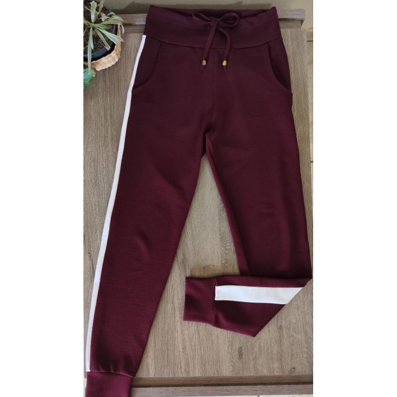 Calça Com Listra Lateral Branca Tam. M em Oferta na Shopee