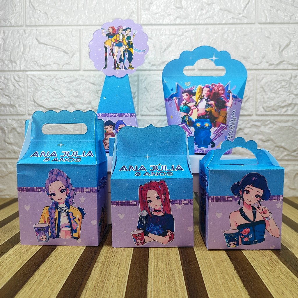 Personalizados GUERREIRAS DO K-POP lembrancinhas personalizadas Caixinhas de aniversário para festa PEGUE E MONTE