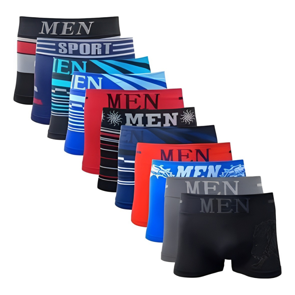 Kit 12 Cuecas Boxers Masculina Adulto de Microfibra ou Kit 6 Cuecas