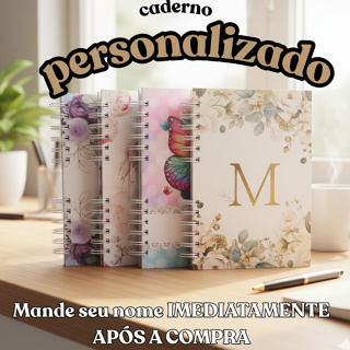 Caderno Personalizado Nome Floral A5 Capa Dura Laminada 100 Folhas 200 Paginas Wireo em Oferta na Shopee