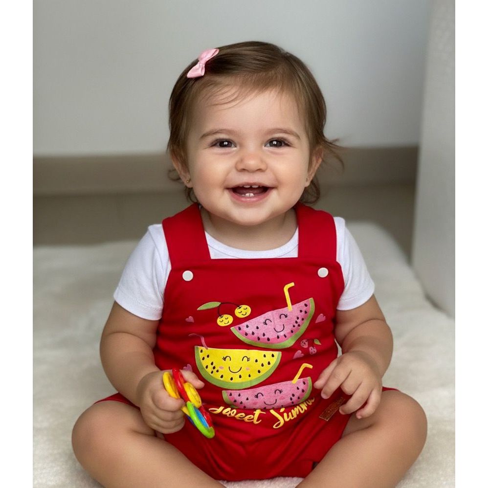 Conjunto Vestido Bebê Menina Roupa Minnie Gatinho Macacão Bebê