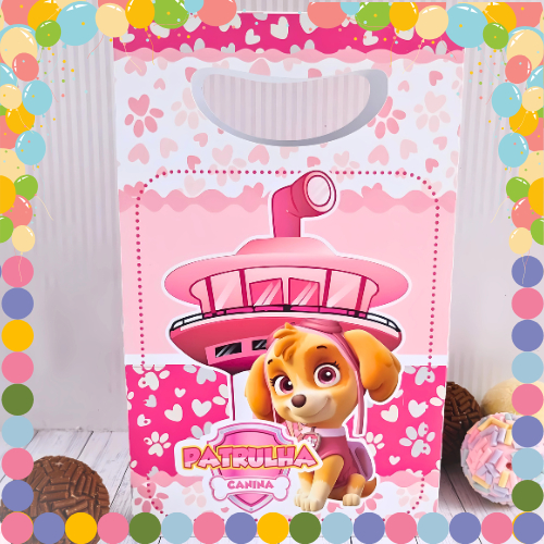 Sacolinha Surpresa Aniversário SKYE PATRULHA CANINA Decoração de Festa Infantil Lembrancinhas Infantil- PEGUE E MONTE
