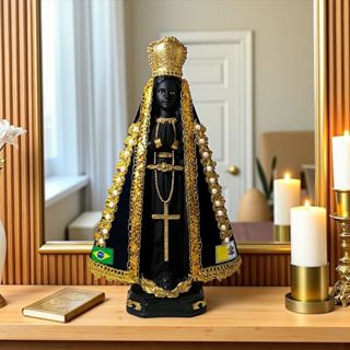Imagem Nossa Senhora Aparecida Com Manto Gesso Premium 30cm em Oferta na Shopee