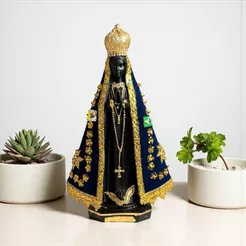 Imagem Nossa Senhora Aparecida Com Manto Bordado A Mão 35cm