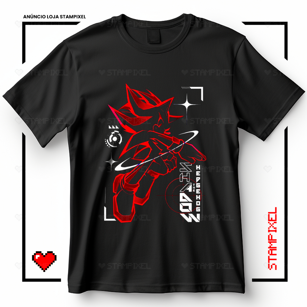 Camiseta Unissex Shadow The Hedgehog Sonic Blusa Franquia Jogos Game T-shirt Geek Streetwear Camisa 100% Algodão em Oferta na Shopee
