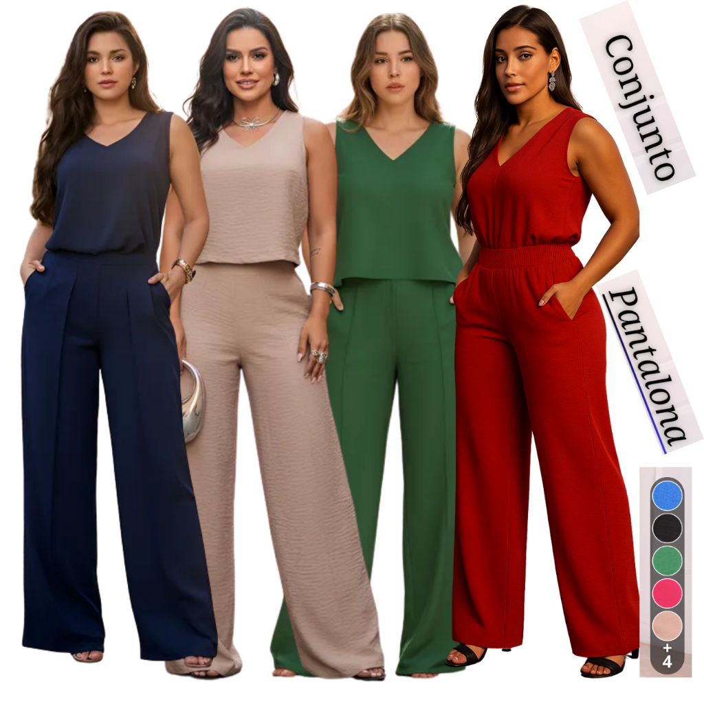 Conjunto Alfaiataria Feminino Moda Social Lycra Pantalona em Oferta na Shopee