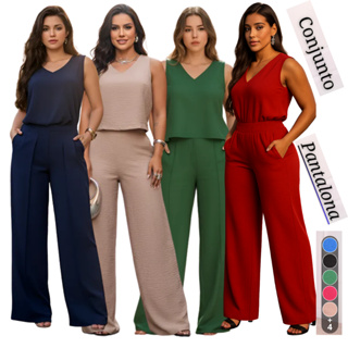Conjunto Alfaiataria Feminino Moda Social Lycra Pantalona em Oferta na Shopee