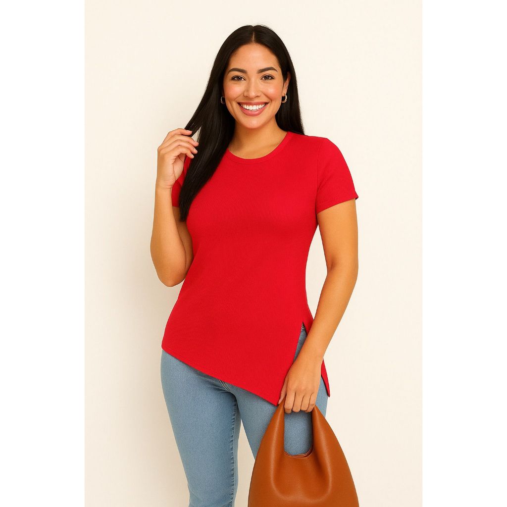 Blusa Feminina 100% algodão Com Fenda - Promoção em Oferta na Shopee