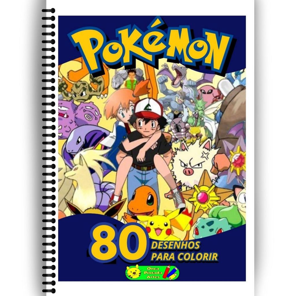 Livro de Colorir Pokémon A4 – 80 Desenhos – Presente Infantil