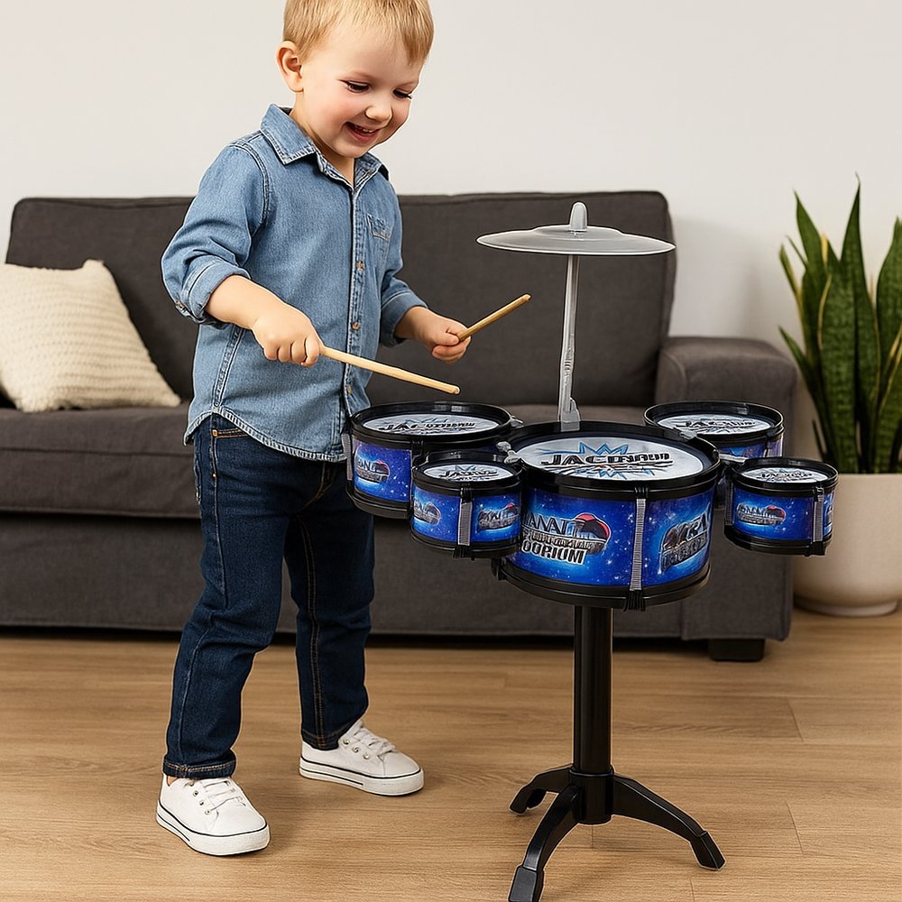 Mini Bateria Brinquedo Infantil Kit 5 Tambores Musica Diversao Musical