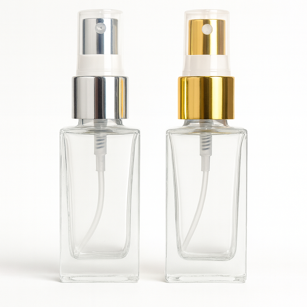 10 uni Frasco de Vidro para Perfume 30ml com Válvula Semi Luxo – Prata ou Dourada