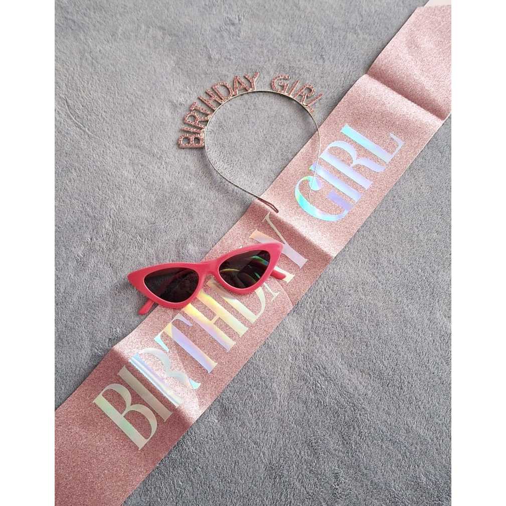 Kit Festa Aniversário Debutante Tiara Faixa Miss Óculos Gatinho Rosa Chiclete