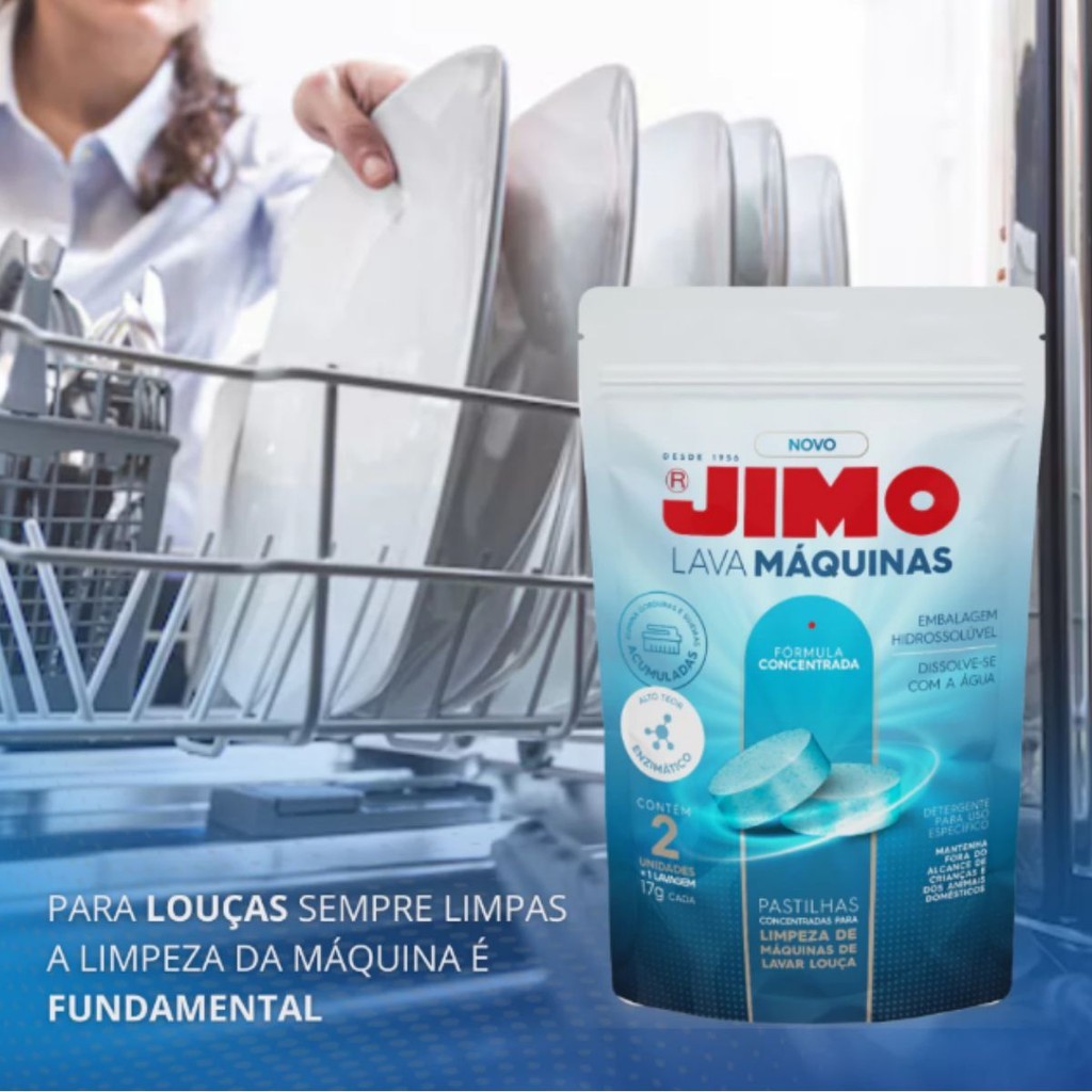 Imagem Pastilha Abrilhantadora Jimo Lava Máquina Lava Louça Enzimática Cítrica Odor Remove Gordura 2x17g