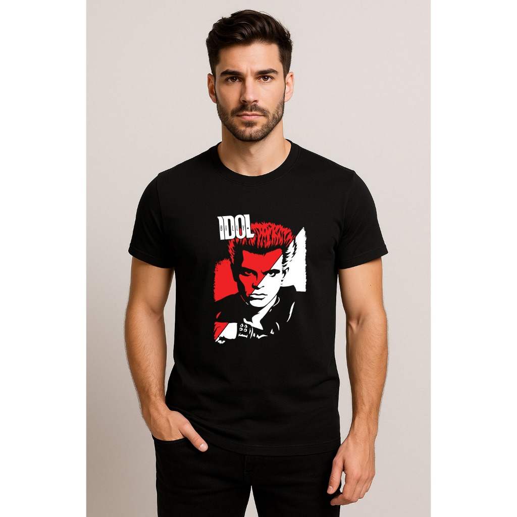 Camiseta masculina Show Billy Idol Tour Estilo Punk E Rock