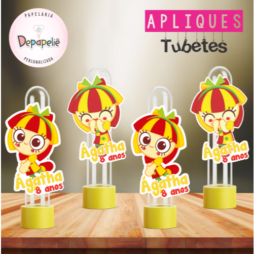 Apliques para Lembrancinhas - EMILIA - SITIO - Tubetes de 13cm, Infantil, Aniversário - Personalizados - Festa