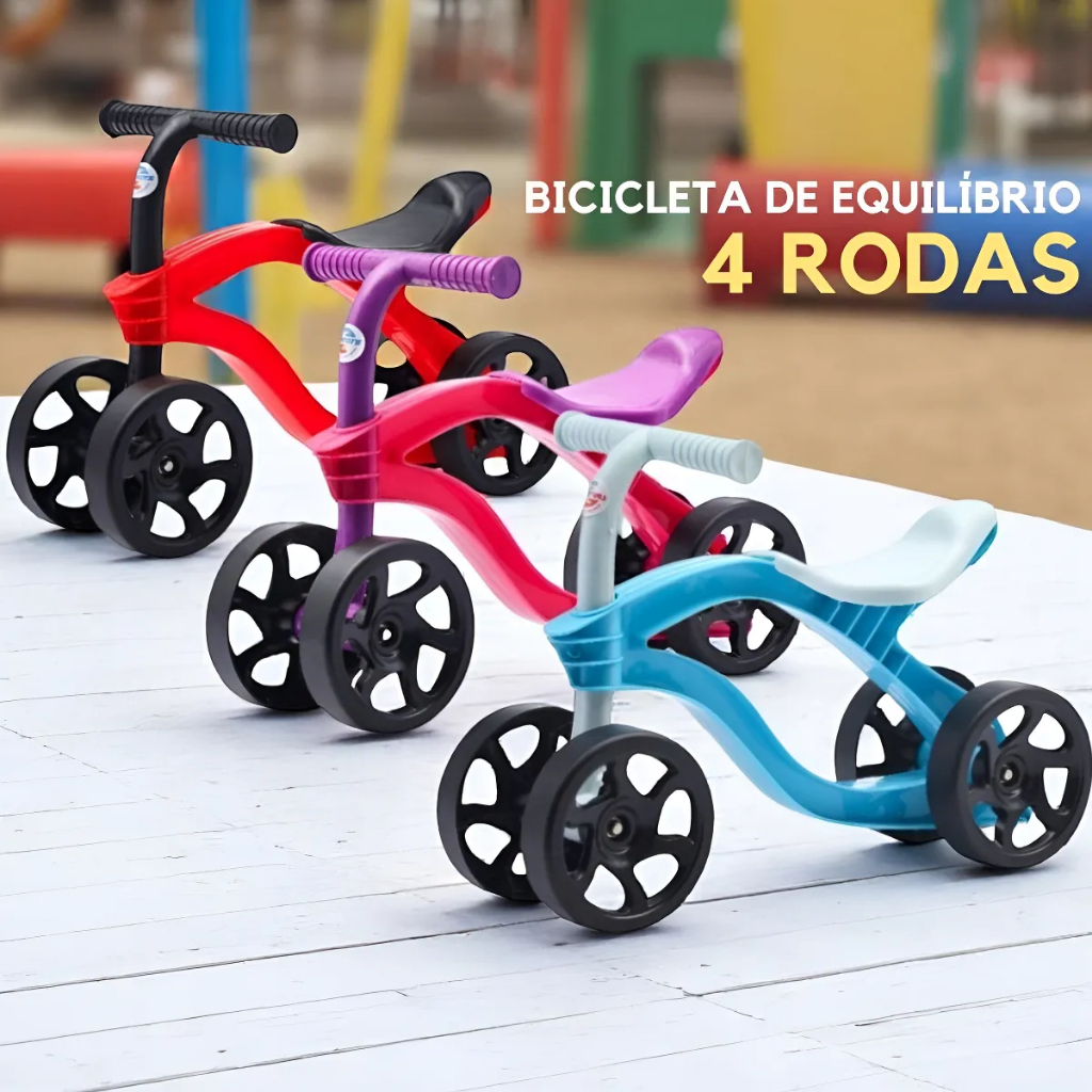 Bicicleta Equilibrio Infantil Quatro Rodas Sem Pedal Balance Bike Aprendizado Estabilidade Segurança