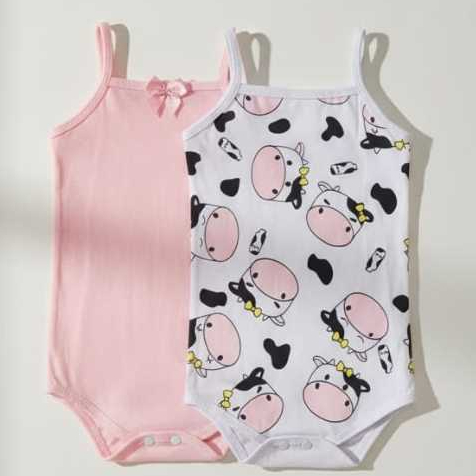 Kit 2 Body bebê menina 2 peças alcinha bory bebe menina 100% Algodão em Oferta na Shopee