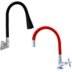 Torneira Gourmet Bica Tubo Móvel Flexível Bancada Parede Cozinha 1/4 Voltas Jato Uniforme Aço Inox