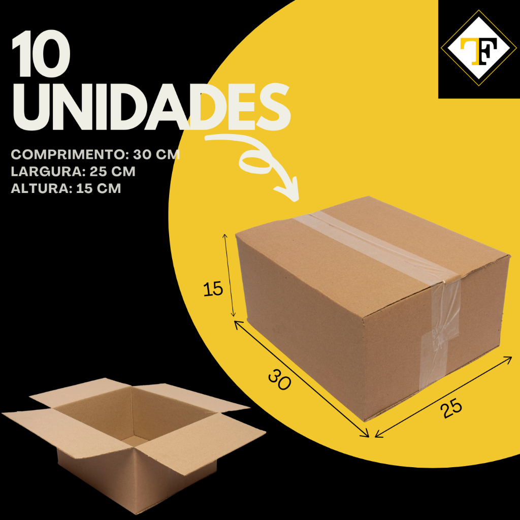 Kit 10 Caixas de Papelão 30x25x15 Forte Leve e Econômica Perfeita para Enviar Produtos