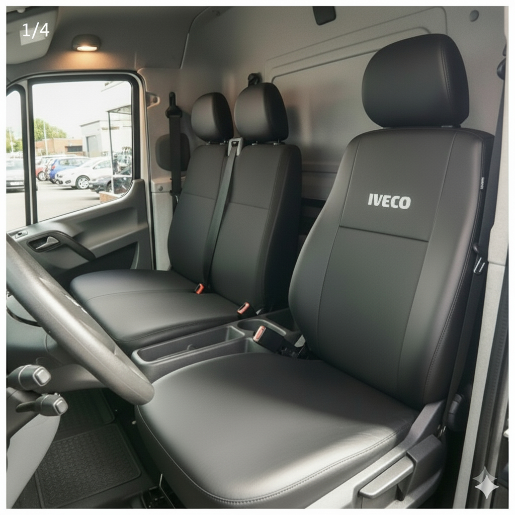 Capa Banco Couro Iveco Daily 2013 Caminhão Proteção Automotiva Preta