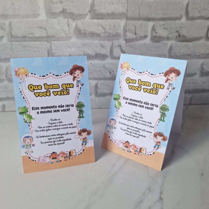 Kit 20 Plaquinha de Mesa Toy Story Personalizados Festa Lembrancinha Mimo Aniversário Infantil Chá de Bêbe