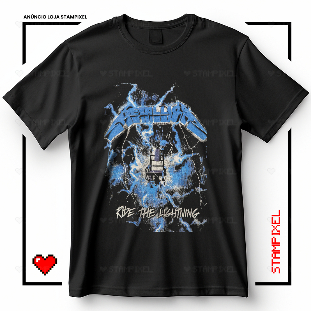 Camiseta Unissex Metallica Ride The Lightning Blusa Álbum Banda Rock Metal T-shirt Style Streetwear Camisa 100% Algodão