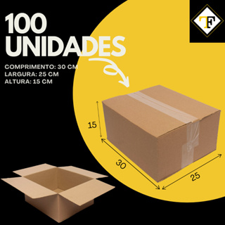 Kit 100 Caixas de Papelão 30x25x15 Forte Leve e Econômica Perfeita para Enviar Produtos em Oferta na Shopee