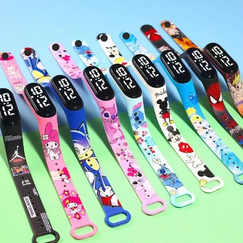 Relógio Infantil À Prova D'água LED Com Estampa De Desenho/Pulseira Esportivo Simples