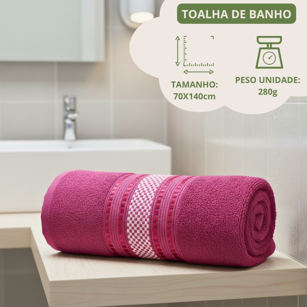 Kit 2 Toalhas Banho e Rosto 100% Algodão – Super Macias, Alta Absorção e Costura Reforçada — imagem 2 de 2