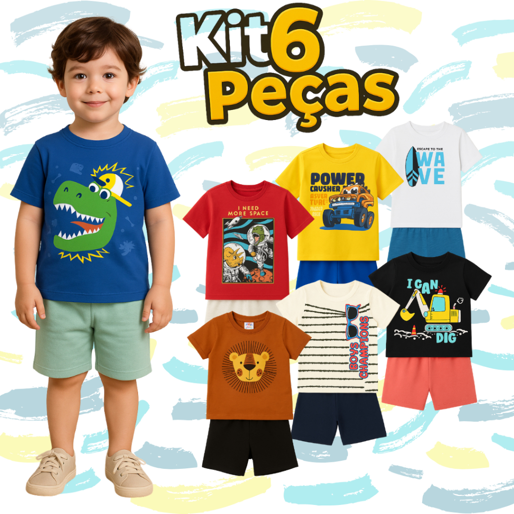 Kit 6 Peças de Roupas Infantil Menino Sortido em Oferta na Shopee