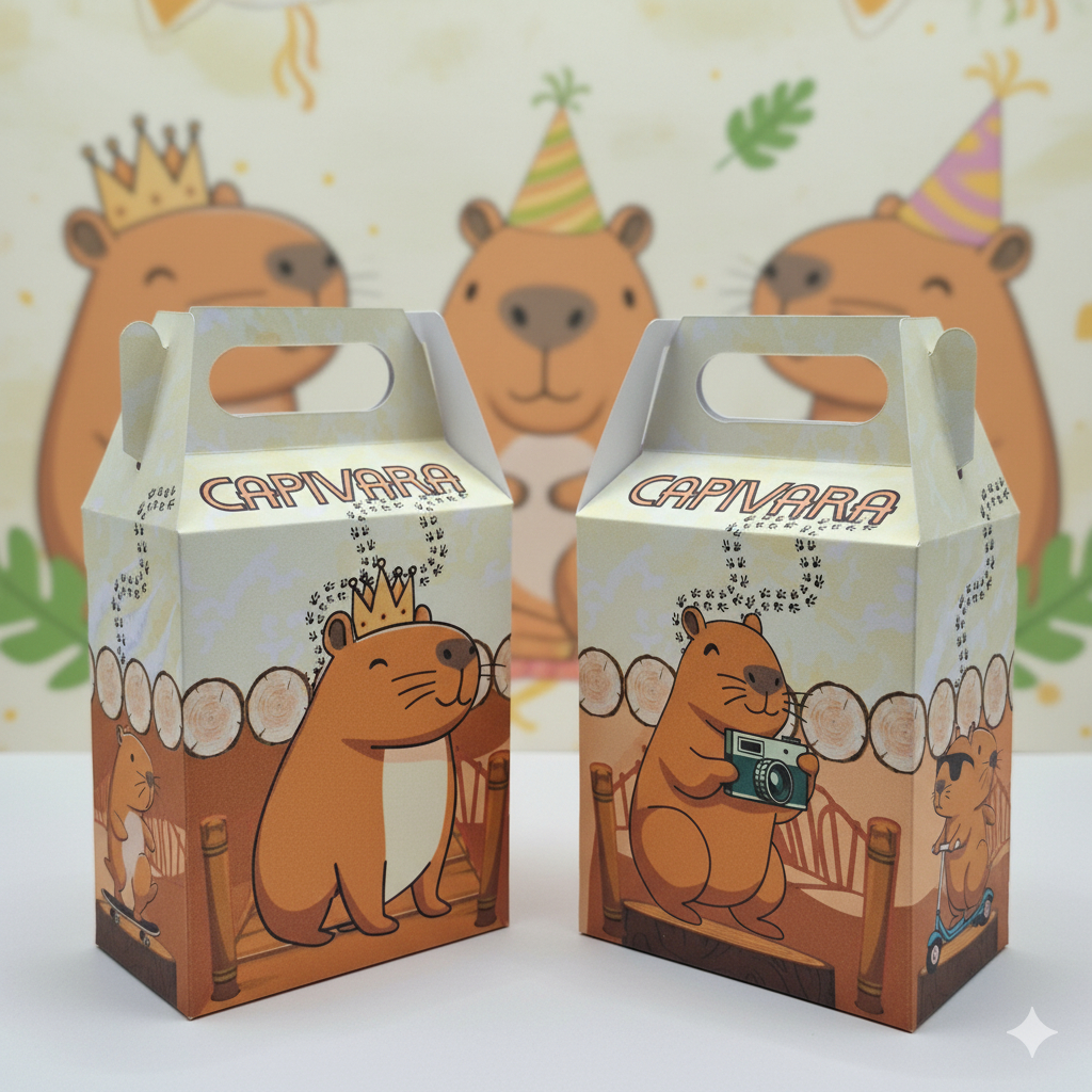 Caixinha Maleta Maletinha  Capivara / Lembrancinha Festa Aniversário e Decoração