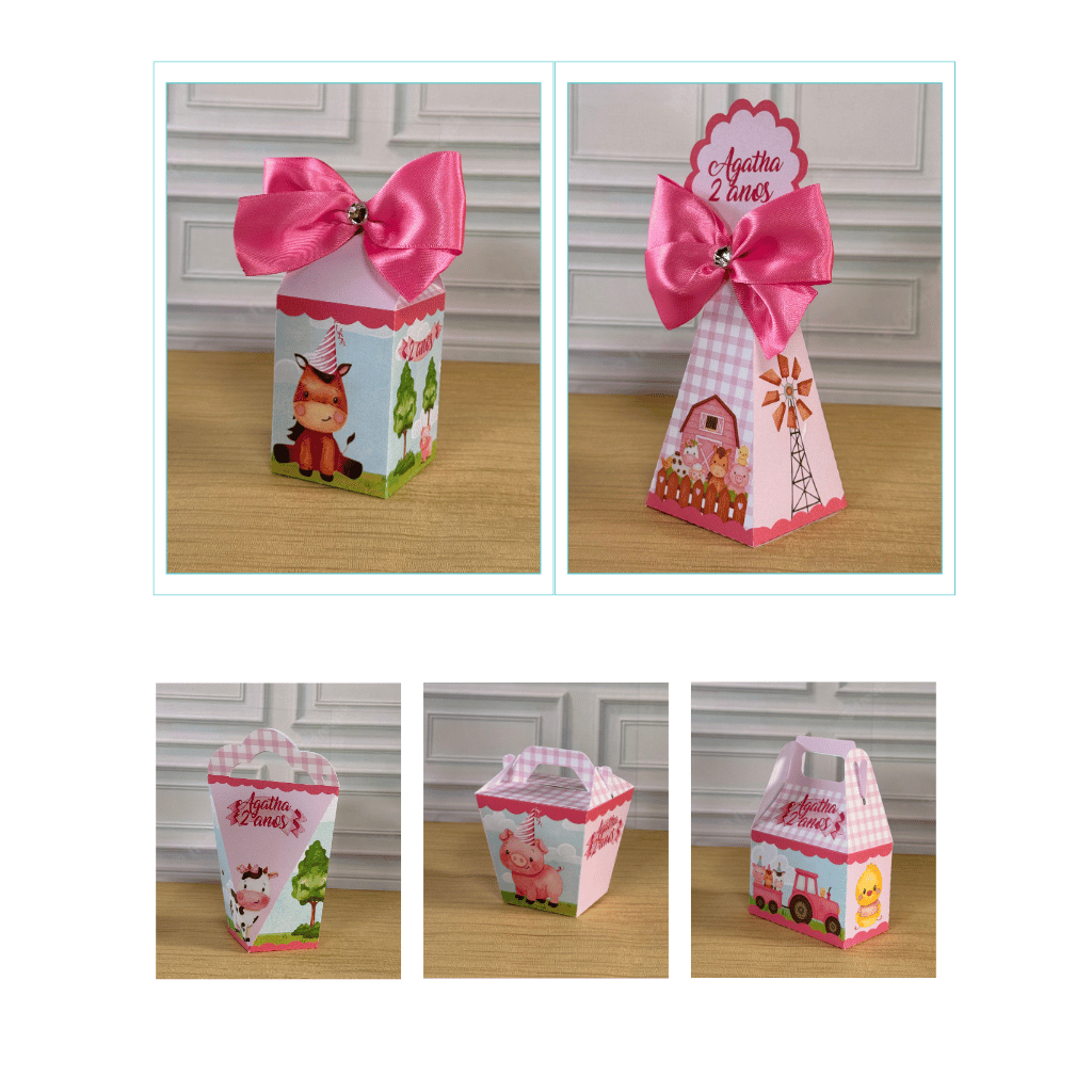 Kit caixinhas personalizadas tema fazendinha menina - lembrancinhas/personalizado/festa.