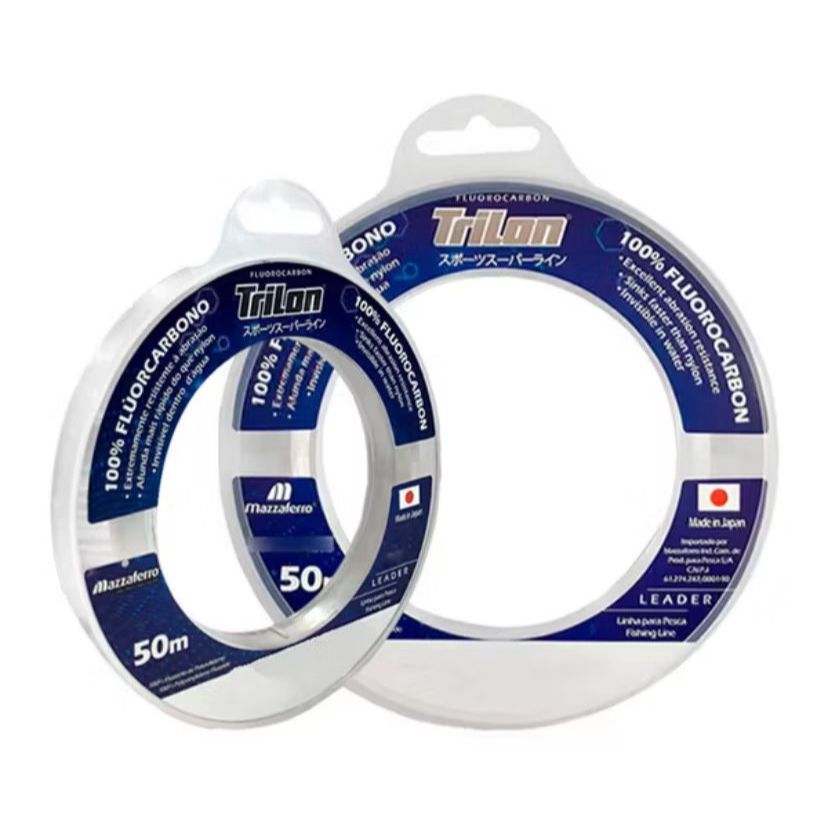 Linha Mazzaferro Trilon 100% Fluorcarbono 50m – 0,40mm / 0,50mm | Alta Resistência e Invisibilidade na Água