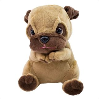 Cachorro Pug 18cm de Pelúcia Antialérgico Fofinho Macio Realista Presente Infantil Decorativo