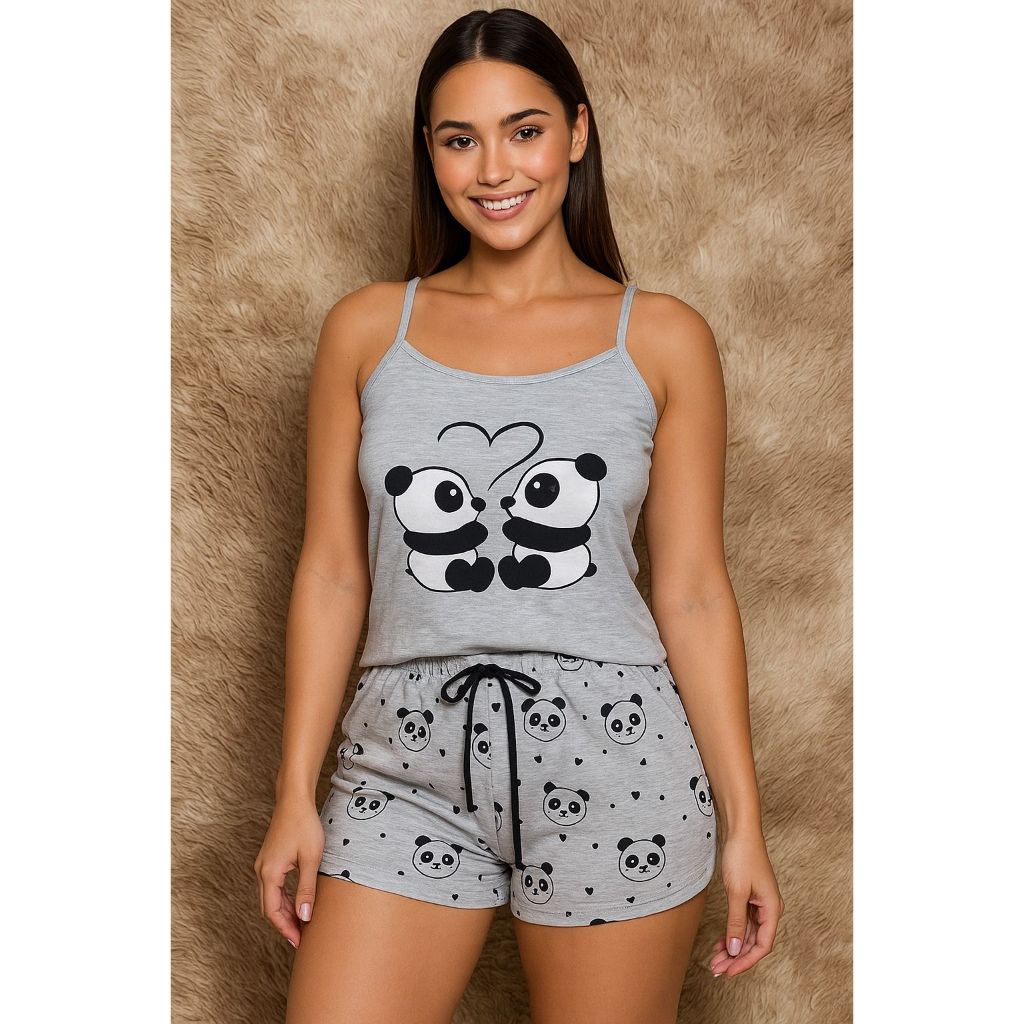 Baby Doll Adulto Feminino Personagens Short Doll Alcinha Confortável Estampado Verão em Oferta na Shopee