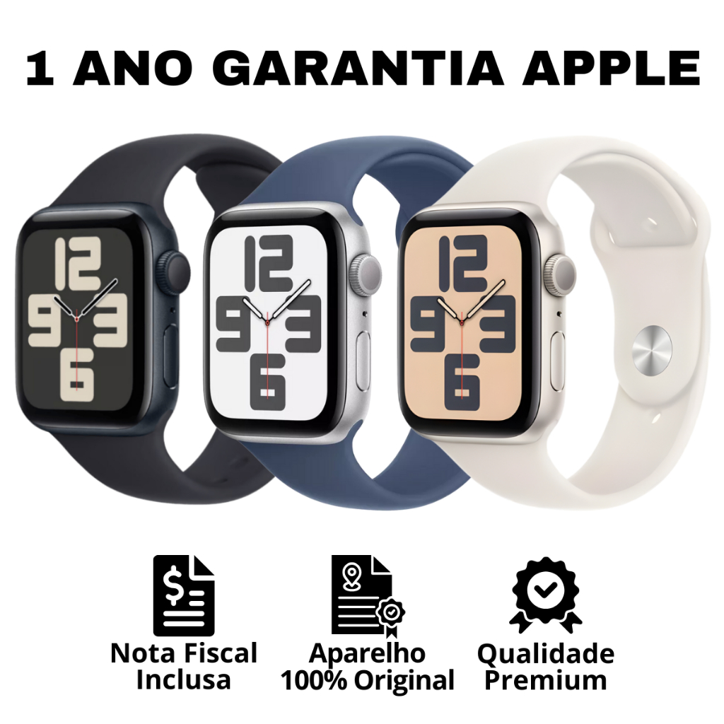 Apple Watch SE 2 (40mm) (44mm) 100% Original Apple Novo Lacrado NF Garantia Apple 1 Ano