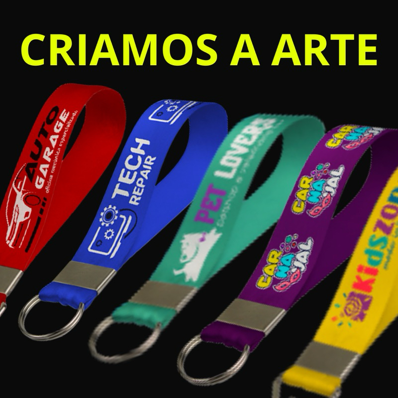 10 chaveiros tirante 15 cm com sua logo/arte