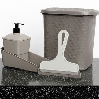 kit lixeira 4L para Pia e Porta Detergente / Bucha para Cozinha Area de Lazer cor Cinza em Oferta na Shopee