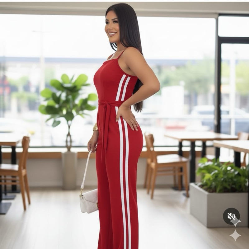 macacão femenino listrado elegante